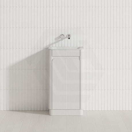 Aulic Mini Hartelle 470mm Fluted Curved Plywood Floor Standing Vanity Variant Color Avaliable