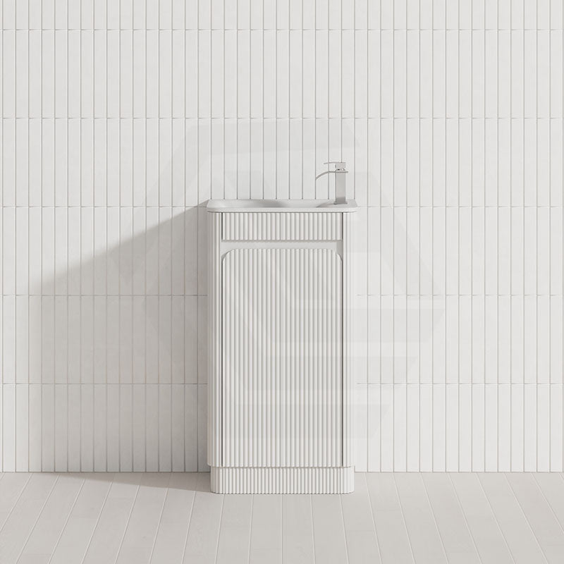 Aulic Mini Hartelle 470mm Fluted Curved Plywood Floor Standing Vanity Variant Color Avaliable