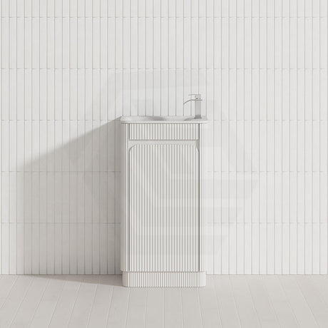 Aulic Mini Hartelle 470mm Fluted Curved Plywood Floor Standing Vanity Variant Color Avaliable