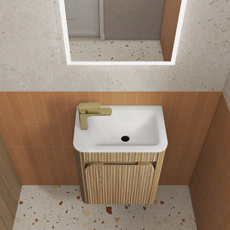 Aulic Mini Hartelle 470mm Fluted Curved Plywood Wall Hung Vanity Variant Color Avaliable