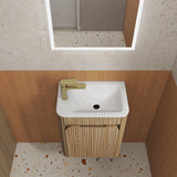 Aulic Mini Hartelle 470mm Fluted Curved Plywood Wall Hung Vanity Variant Color Avaliable