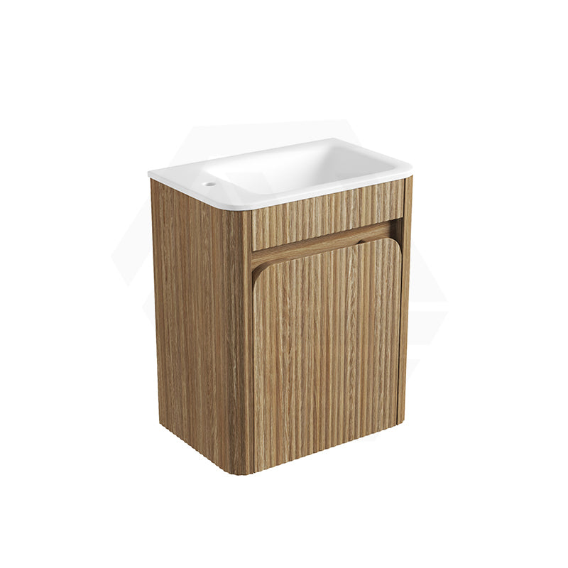 Aulic Mini Hartelle 470mm Fluted Curved Plywood Wall Hung Vanity Variant Color Avaliable