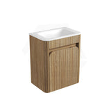 Aulic Mini Hartelle 470mm Fluted Curved Plywood Wall Hung Vanity Variant Color Avaliable