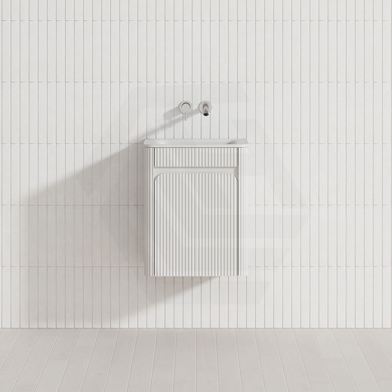 Aulic Mini Hartelle 470mm Fluted Curved Plywood Wall Hung Vanity Variant Color Avaliable