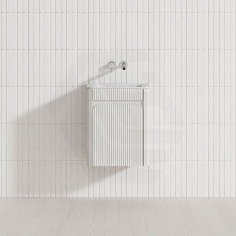 Aulic Mini Hartelle 470mm Fluted Curved Plywood Wall Hung Vanity Variant Color Avaliable