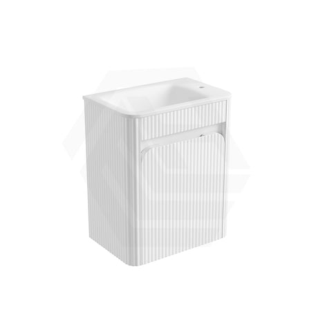 Aulic Mini Hartelle 470mm Fluted Curved Plywood Wall Hung Vanity Variant Color Avaliable