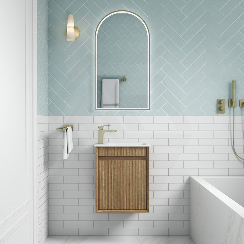 Aulic Mini Ravia 450mm Fluted Plywood Wall Hung Vanity Variant Color Avaliable