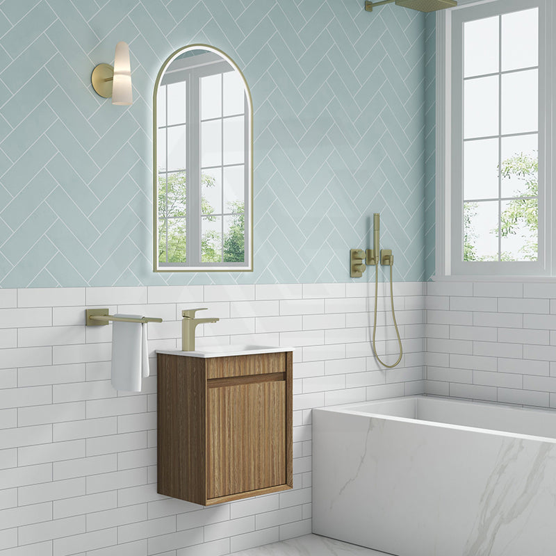Aulic Mini Ravia 450mm Fluted Plywood Wall Hung Vanity Variant Color Avaliable