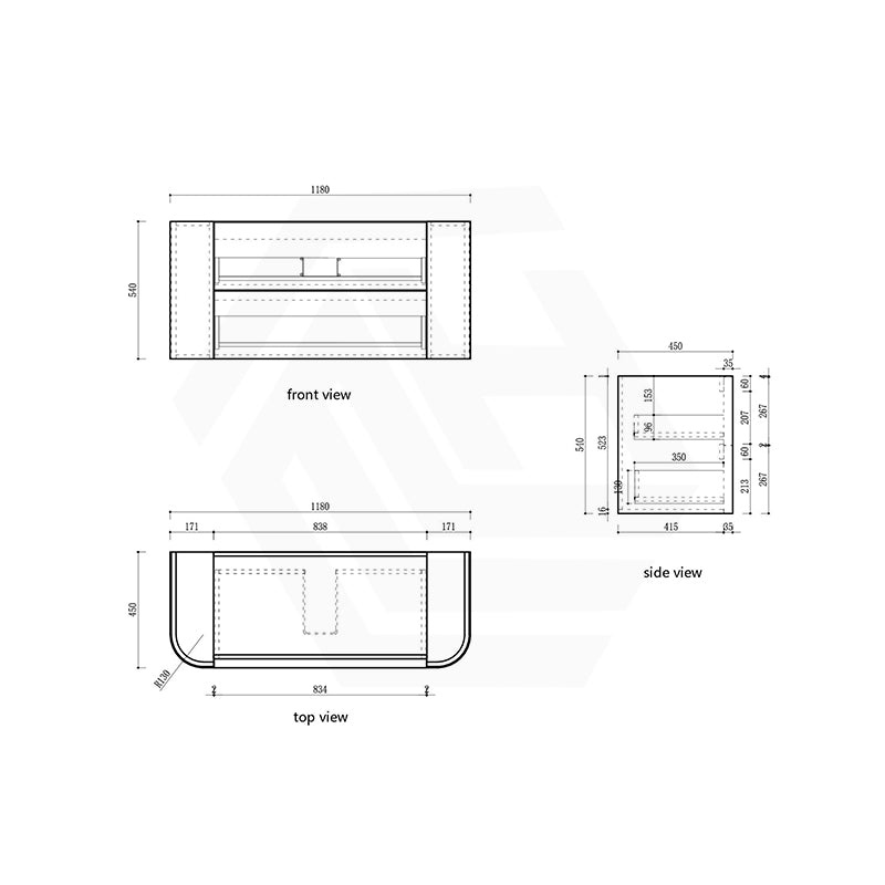 Aulic Ramee 750-1800mm Matt White Fluted Curved Plywood Wall Hung Vanity with L-Rail Finger Pull Drawers