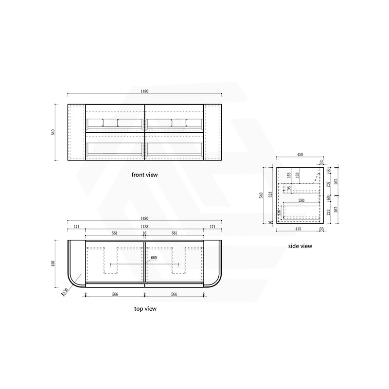Aulic Ramee 750-1800mm Matt White Fluted Curved Plywood Wall Hung Vanity with L-Rail Finger Pull Drawers