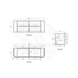 Aulic Ramee 750-1800mm Matt White Fluted Curved Plywood Wall Hung Vanity with L-Rail Finger Pull Drawers