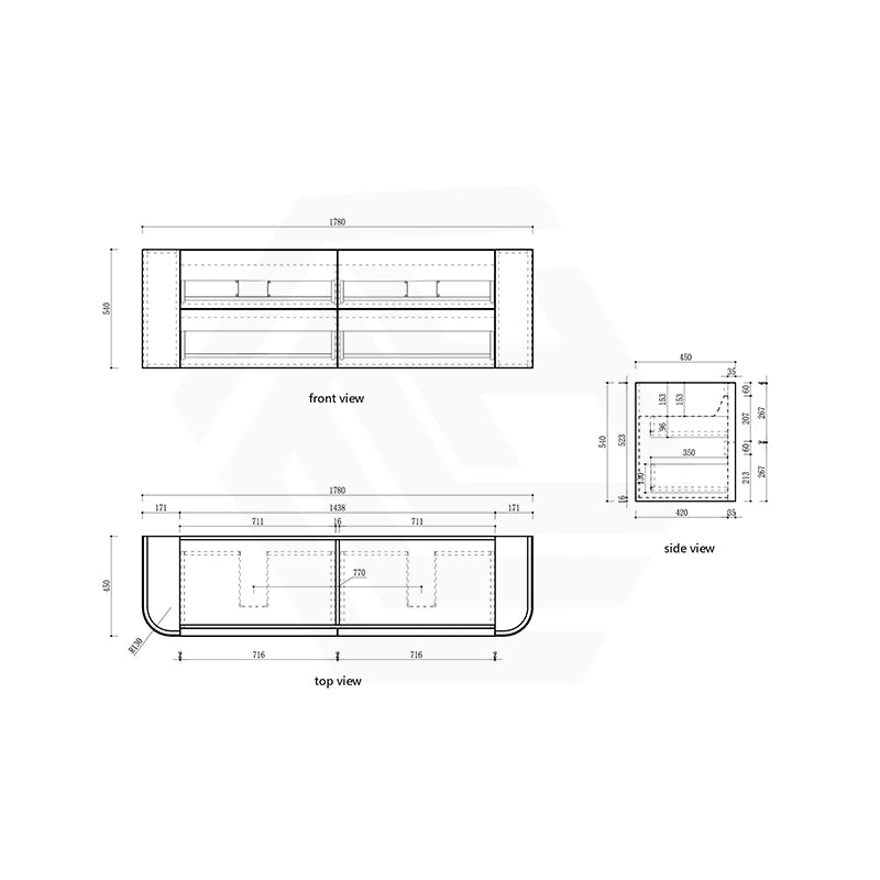 Aulic Ramee 750-1800mm Matt White Fluted Curved Plywood Wall Hung Vanity with L-Rail Finger Pull Drawers