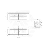 Aulic Ramee 750-1800mm Matt White Fluted Curved Plywood Wall Hung Vanity with L-Rail Finger Pull Drawers