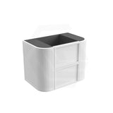 Aulic Ramee 750-1800mm Matt White Fluted Curved Plywood Wall Hung Vanity with L-Rail Finger Pull Drawers