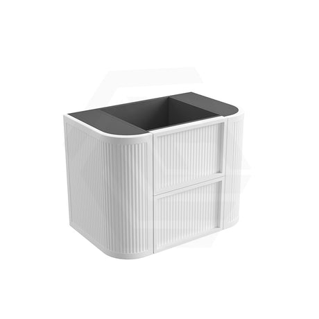 Aulic Ramee 750-1800mm Matt White Fluted Curved Plywood Wall Hung Vanity with L-Rail Finger Pull Drawers