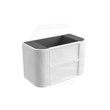 Aulic Ramee 750-1800mm Matt White Fluted Curved Plywood Wall Hung Vanity with L-Rail Finger Pull Drawers