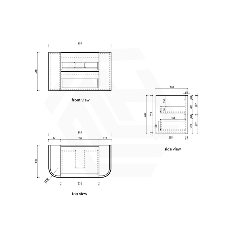 Aulic Ramee 750-1800mm Matt White Fluted Curved Plywood Wall Hung Vanity with L-Rail Finger Pull Drawers