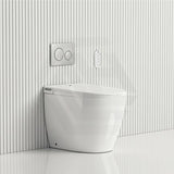 LAFEME Crawford Rimless Floor Pan Wall-Faced Smart Toilet with Inwall Cistern & Flush Button 592x400x492mm - Gloss White
