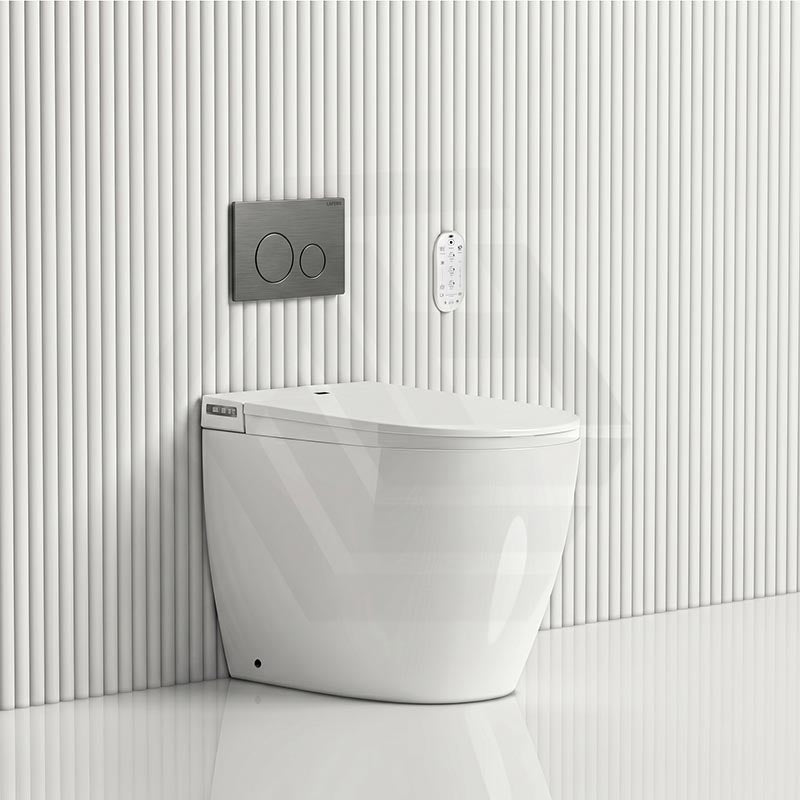 LAFEME Crawford Rimless Floor Pan Wall-Faced Smart Toilet with Inwall Cistern & Flush Button 592x400x492mm - Gloss White