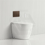 LAFEME Crawford Rimless Floor Pan Wall-Faced Smart Toilet with Inwall Cistern & Flush Button 592x400x492mm - Gloss White