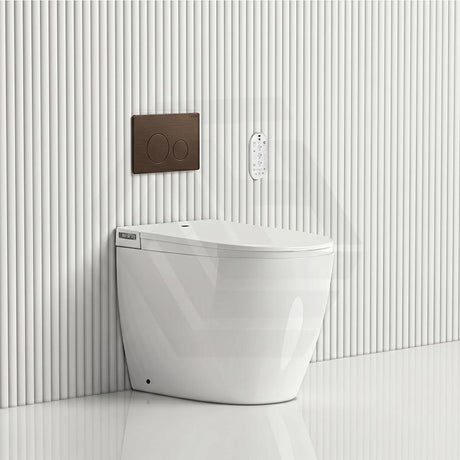 LAFEME Crawford Rimless Floor Pan Wall-Faced Smart Toilet with Inwall Cistern & Flush Button 592x400x492mm - Gloss White