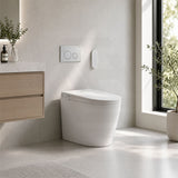 LAFEME Crawford Rimless Floor Pan Wall-Faced Smart Toilet with Inwall Cistern & Flush Button 592x400x492mm - Gloss White