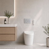 LAFEME Crawford Rimless Floor Pan Wall-Faced Smart Toilet with Inwall Cistern & Flush Button 592x400x492mm - Gloss White