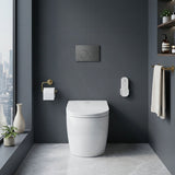 LAFEME Crawford Rimless Floor Pan Wall-Faced Smart Toilet with Inwall Cistern & Flush Button 592x400x492mm - Gloss White