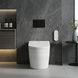 LAFEME Crawford Rimless Floor Pan Wall-Faced Smart Toilet with Inwall Cistern & Flush Button 592x400x492mm - Gloss White
