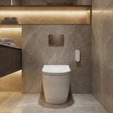 LAFEME Crawford Rimless Floor Pan Wall-Faced Smart Toilet with Inwall Cistern & Flush Button 592x400x492mm - Gloss White