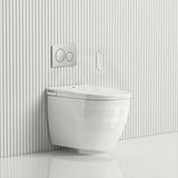 LAFEME Sesto Rimless Wall Hung Smart Toilet with Inwall Cistern & Flush Button 592x400x424mm - Gloss White