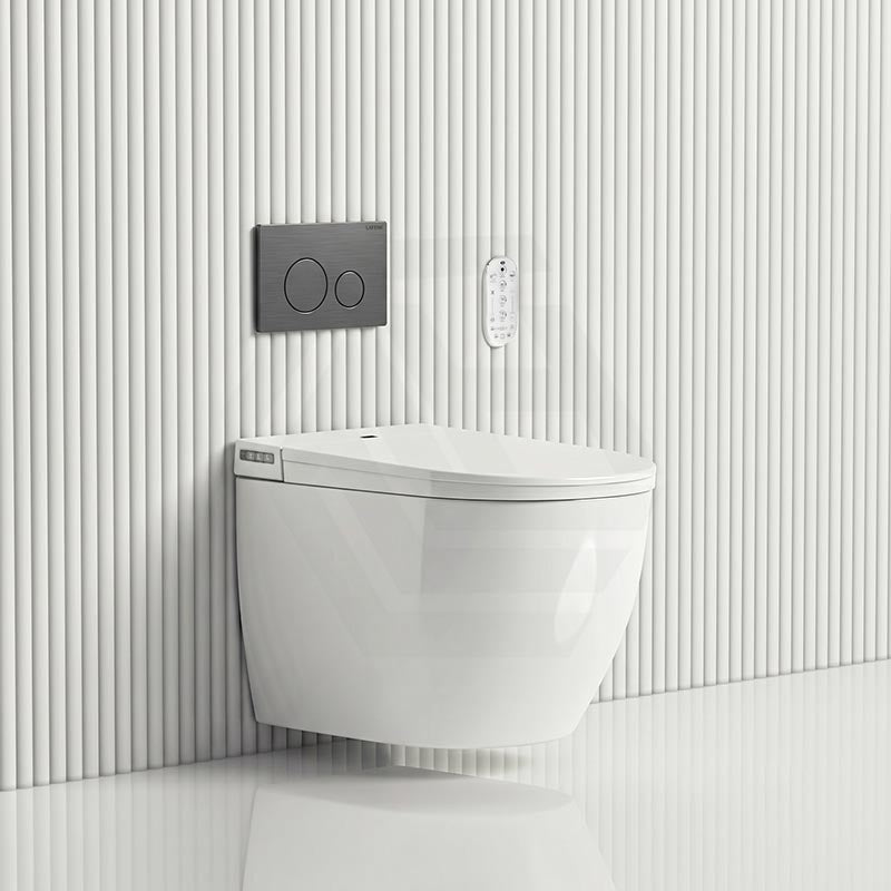 LAFEME Sesto Rimless Wall Hung Smart Toilet with Inwall Cistern & Flush Button 592x400x424mm - Gloss White