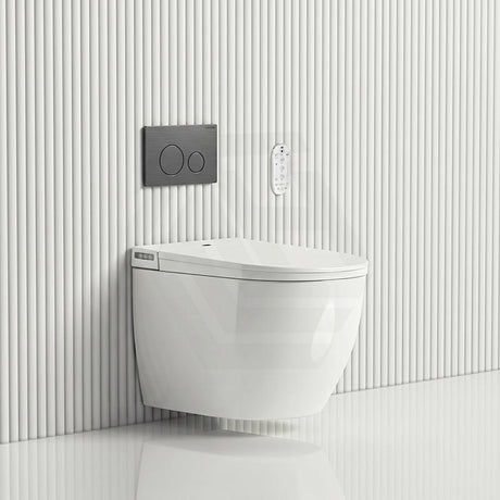 LAFEME Sesto Rimless Wall Hung Smart Toilet with Inwall Cistern & Flush Button 592x400x424mm - Gloss White