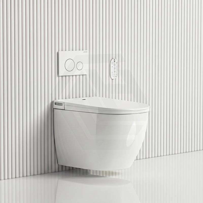 LAFEME Sesto Rimless Wall Hung Smart Toilet with Inwall Cistern & Flush Button 592x400x424mm - Gloss White