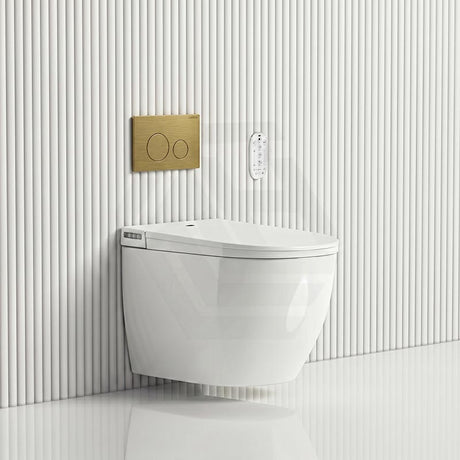 LAFEME Sesto Rimless Wall Hung Smart Toilet with Inwall Cistern & Flush Button 592x400x424mm - Gloss White