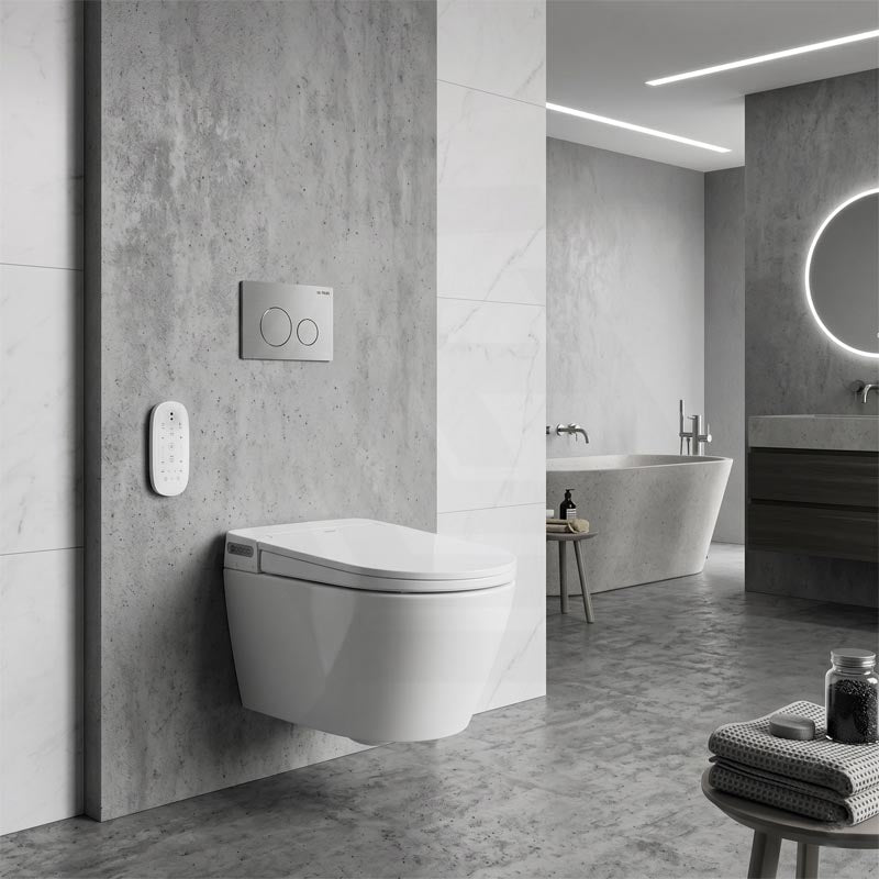 LAFEME Sesto Rimless Wall Hung Smart Toilet with Inwall Cistern & Flush Button 592x400x424mm - Gloss White
