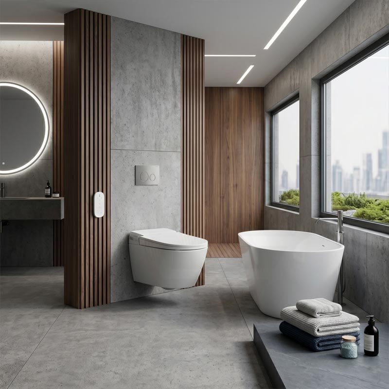 LAFEME Sesto Rimless Wall Hung Smart Toilet with Inwall Cistern & Flush Button 592x400x424mm - Gloss White
