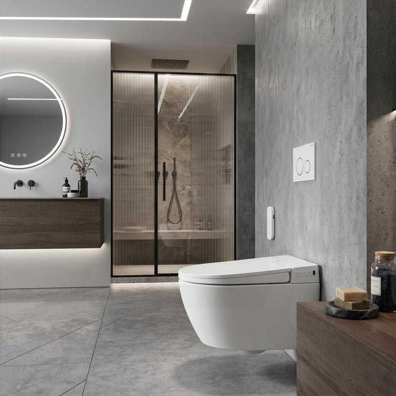 LAFEME Sesto Rimless Wall Hung Smart Toilet with Inwall Cistern & Flush Button 592x400x424mm - Gloss White