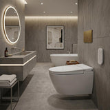 LAFEME Sesto Rimless Wall Hung Smart Toilet with Inwall Cistern & Flush Button 592x400x424mm - Gloss White
