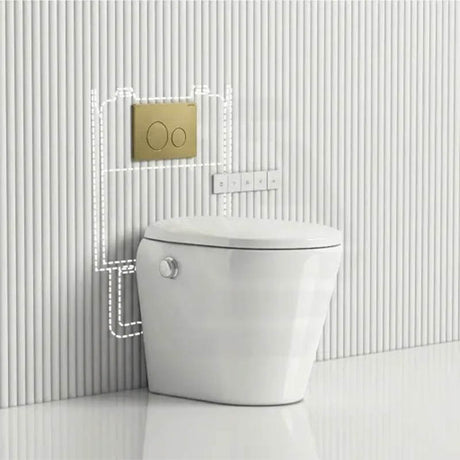 LAFEME Autolux Rimless Floor Pan Smart Toilet Suite with Inwall Cistern 593x395x500mm - Gloss White