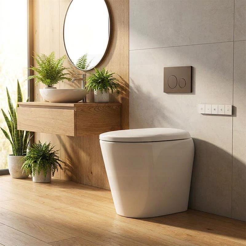 LAFEME Autolux Rimless Floor Pan Smart Toilet Suite with Inwall Cistern 593x395x500mm - Gloss White