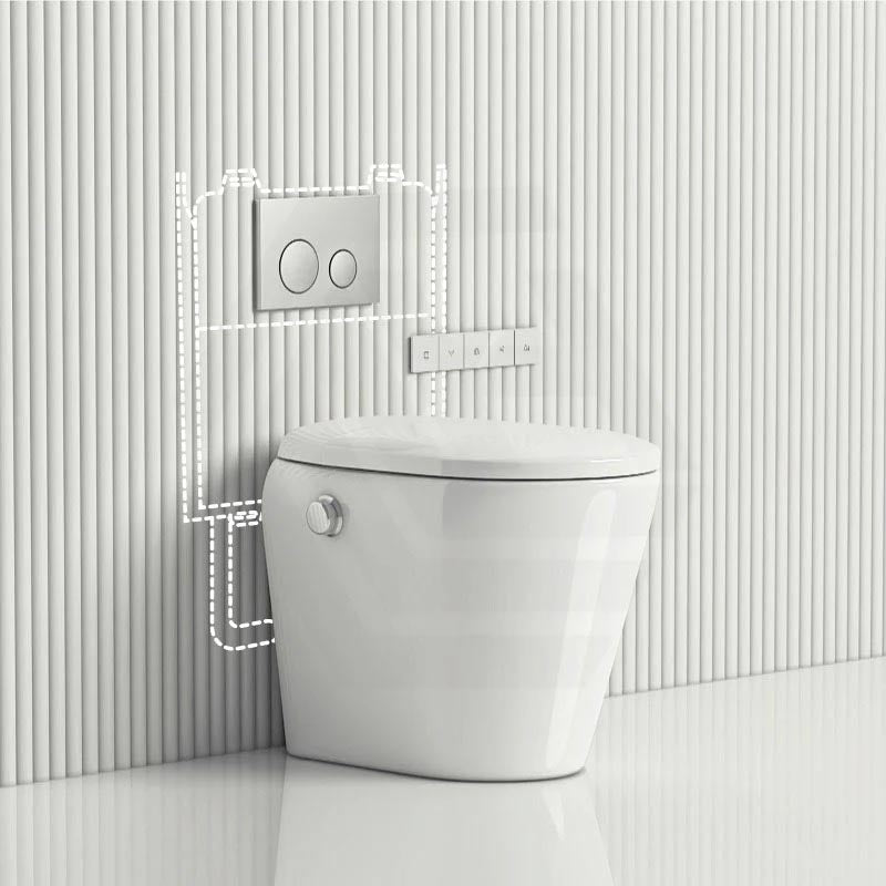 LAFEME Autolux Rimless Floor Pan Smart Toilet Suite with Inwall Cistern 593x395x500mm - Gloss White