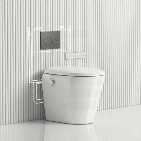 LAFEME Autolux Rimless Floor Pan Smart Toilet Suite with Inwall Cistern 593x395x500mm - Gloss White