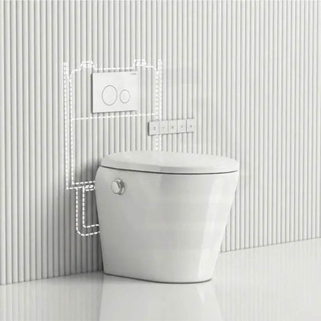 LAFEME Autolux Rimless Floor Pan Smart Toilet Suite with Inwall Cistern 593x395x500mm - Gloss White