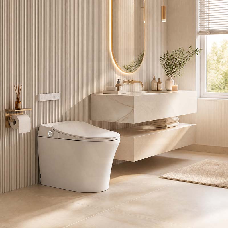 Lafeme Neovanta Luxury Floor Mounted Cisternless Smart Toilet 684x403x470mm - Gloss White