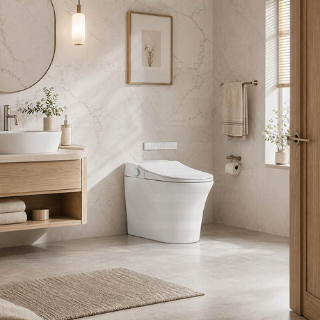 Lafeme Neovanta Luxury Floor Mounted Cisternless Smart Toilet 684x403x470mm - Gloss White