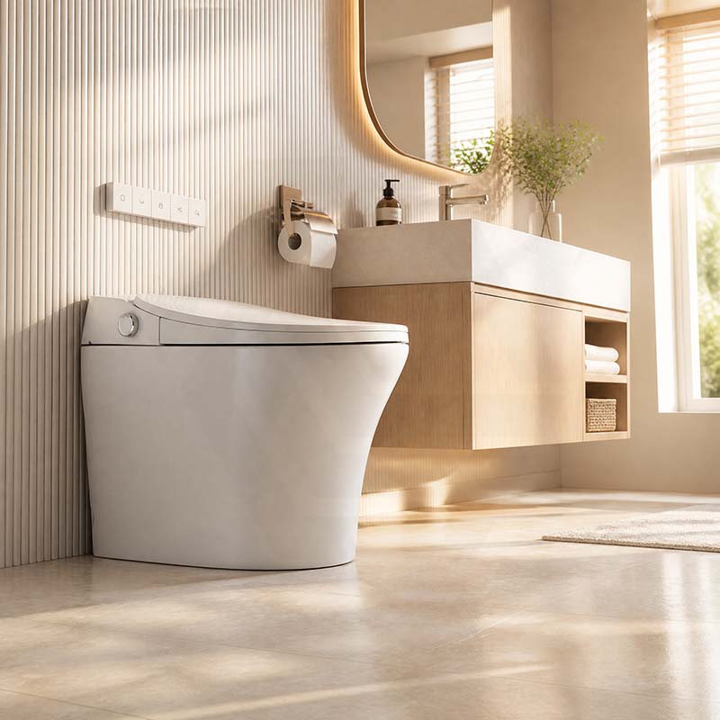 Lafeme Neovanta Luxury Floor Mounted Cisternless Smart Toilet 684x403x470mm - Gloss White