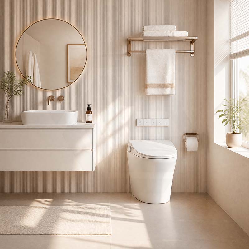 Lafeme Neovanta Luxury Floor Mounted Cisternless Smart Toilet 684x403x470mm - Gloss White