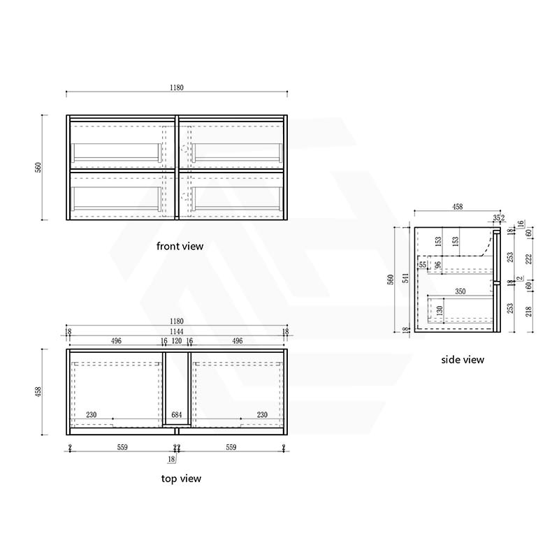 600-1800mm Aulic Venetta Harvest Oak Framed Wall Hung Vanity Plywood Cabinet Only & Vanity Top Available