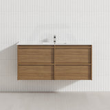 Aulic Venetta 600-1800mm Harvest Oak Framed Plywood Wall Hung Vanity with L-Rail Finger Pull Drawers